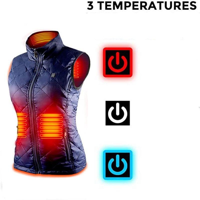 Gilet chauffant femme en coton bleu ou noir – 4 zones USB | VETCHAUD™