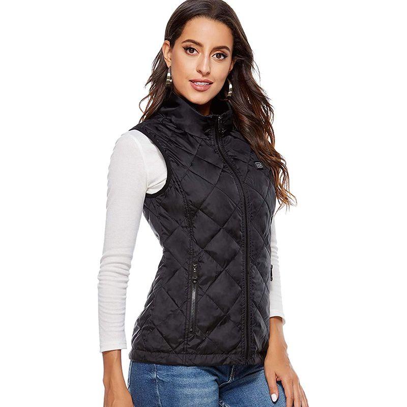 Gilet chauffant femme en coton bleu ou noir – 4 zones USB | VETCHAUD™