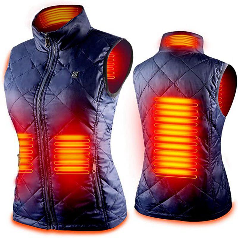 Gilet chauffant femme en coton bleu ou noir – 4 zones USB | VETCHAUD™