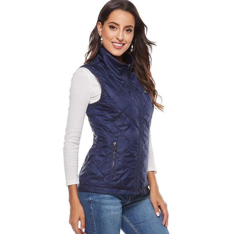 Gilet chauffant femme en coton bleu ou noir – 4 zones USB | VETCHAUD™