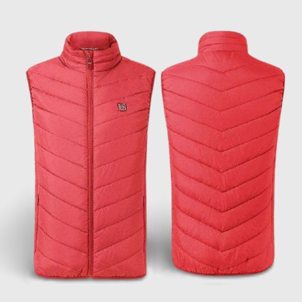 Veste chauffante électrique manche courte rouge – style actif et chaleur | VETCHAUD™