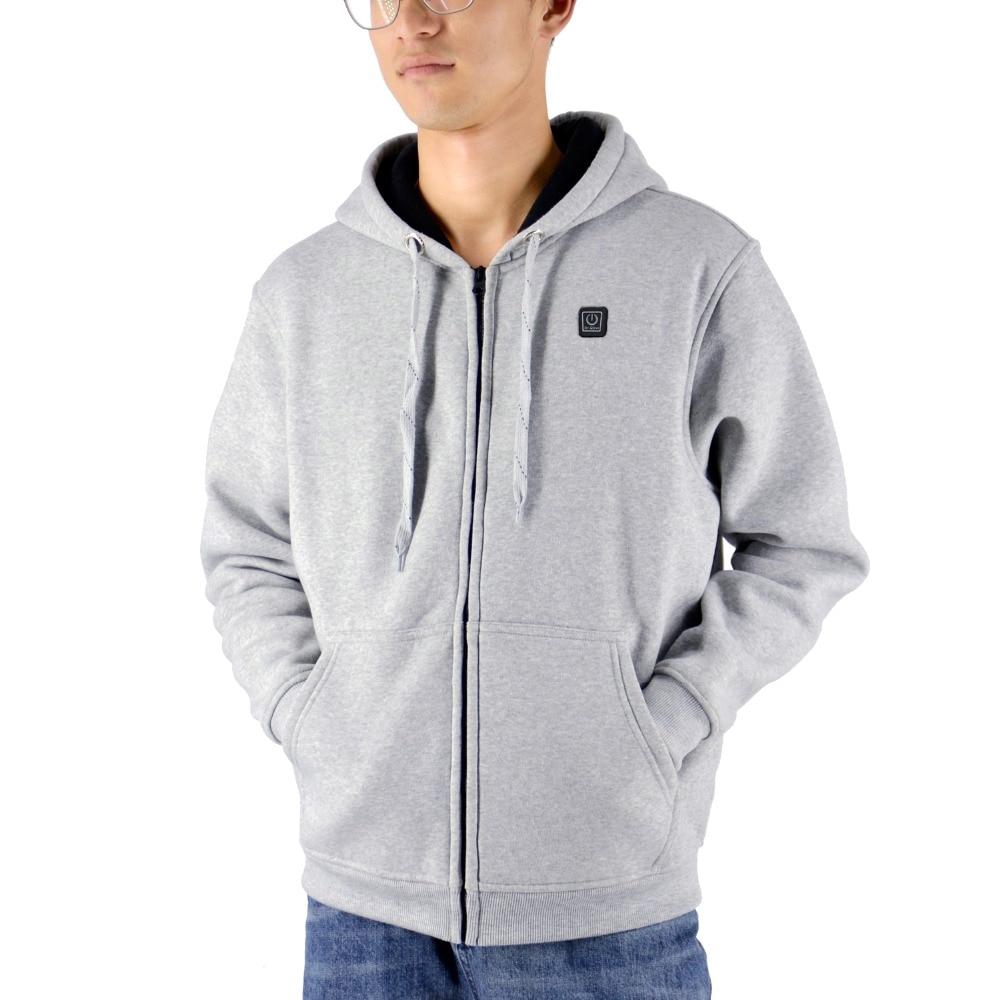 Veste chauffante grise à capuche 3 zones – chaleur rapide et ciblée | VETCHAUD™
