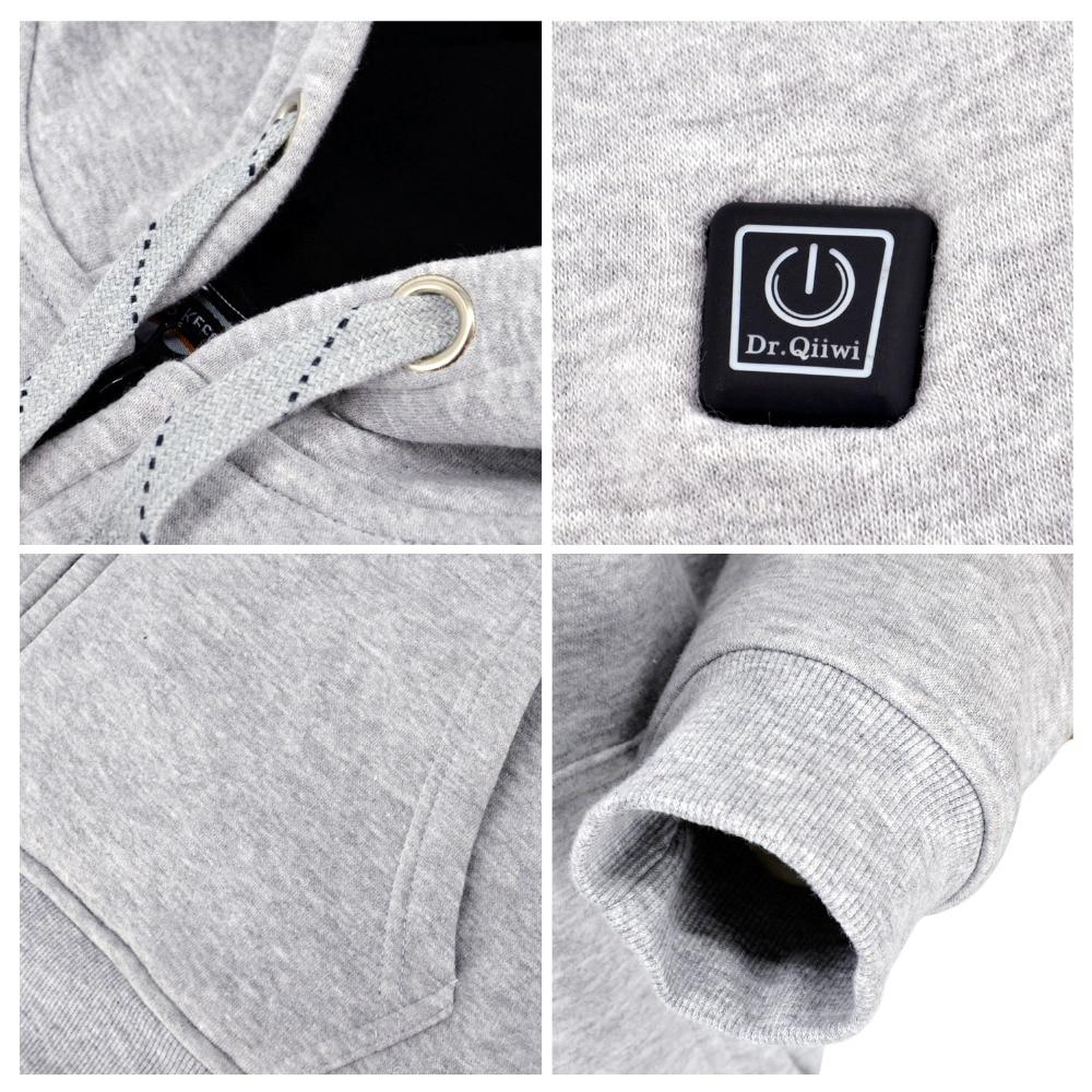 Veste chauffante grise à capuche 3 zones – chaleur rapide et ciblée | VETCHAUD™