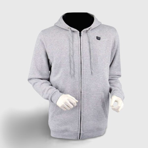 Veste chauffante grise à capuche 3 zones – chaleur rapide et ciblée | VETCHAUD™