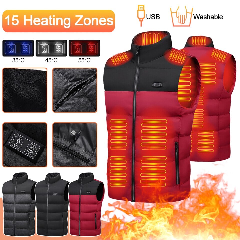 Veste chauffante manche courte rouge et noire 15 zones – liberté maximale | VETCHAUD™