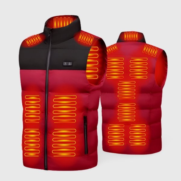 Veste chauffante manche courte rouge et noire 15 zones – liberté maximale | VETCHAUD™