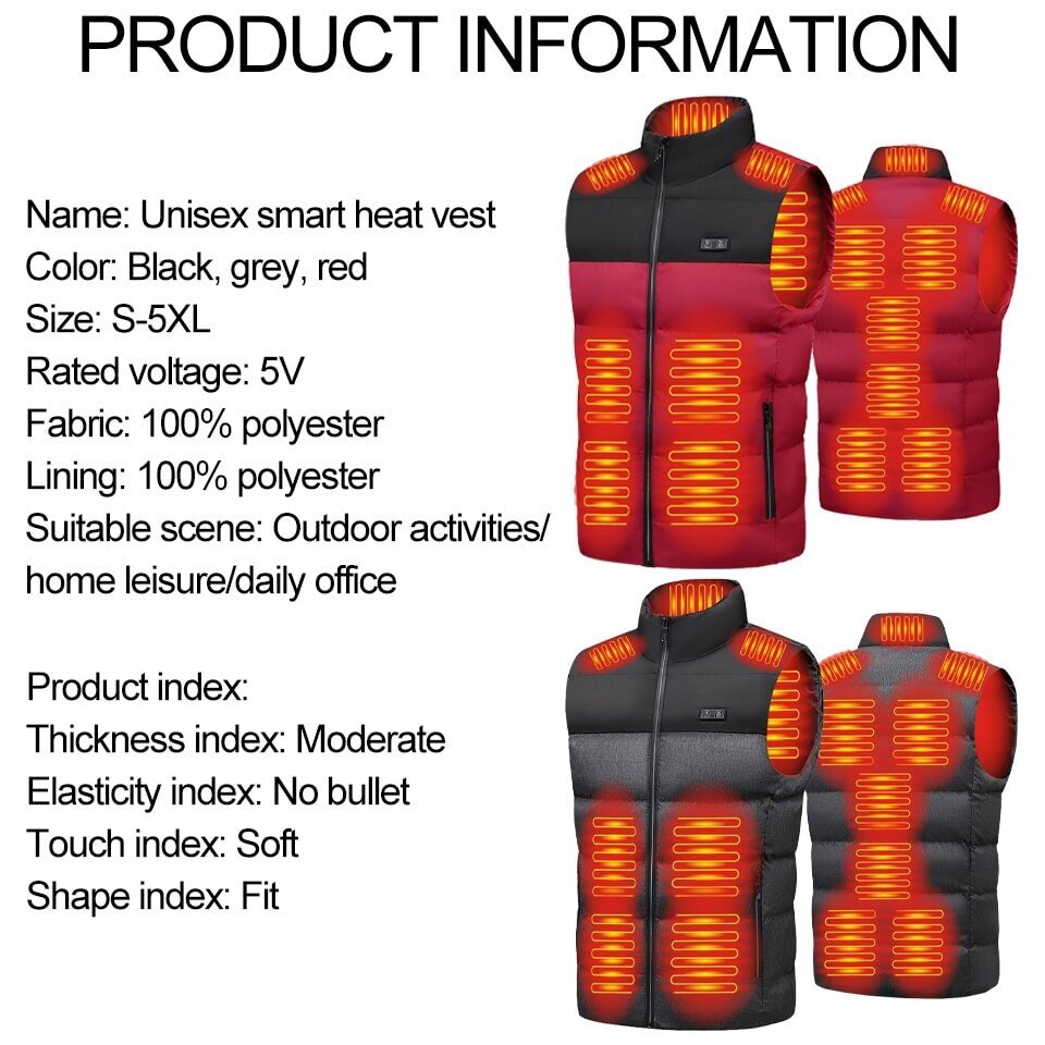 Veste chauffante manche courte rouge et noire 15 zones – liberté maximale | VETCHAUD™